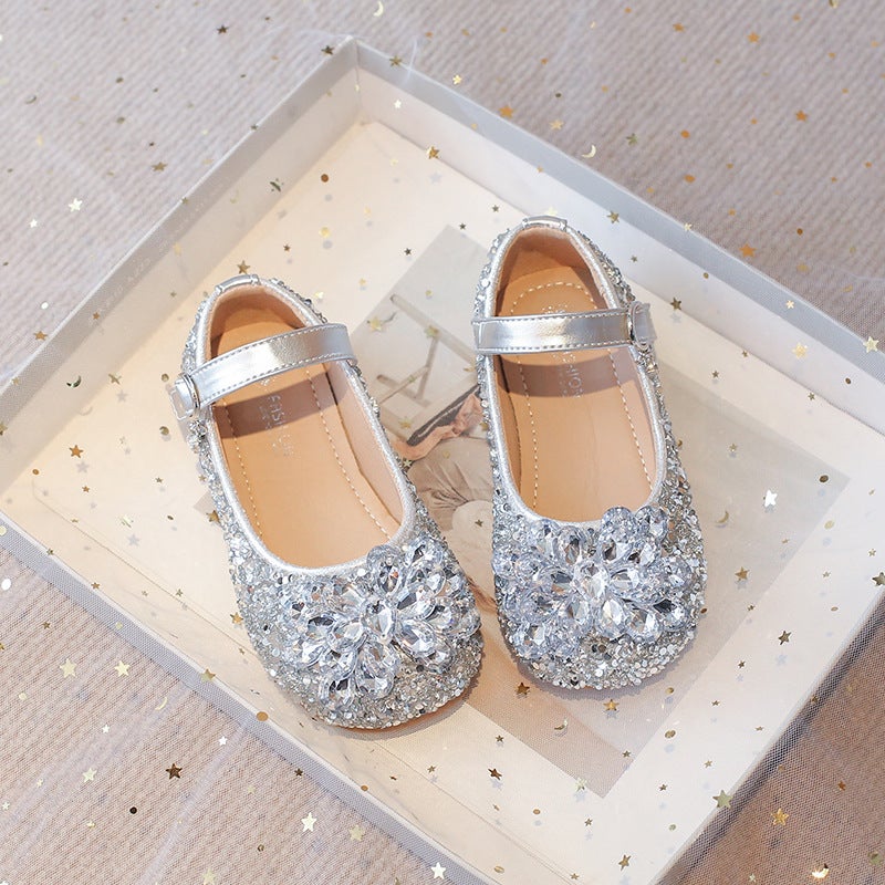 Girls'' Princess Shoes, Crystal Shoes, Shiny Rhinestone Single Shoes, Baby Girl''s Small Leather Shoes, Kidsren''s Shoes, Kidsren''s Velcro Shoes - Image 3