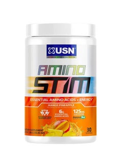 Amino Stim EAAs (Essential Amino Acids) + Energy, 125mg Caffeine, 6g Essential Amino Acids, Hydration Complex, Muscle Growth Recovery, Mango Pineapple, 10.05 Ounce (Pack of 1)