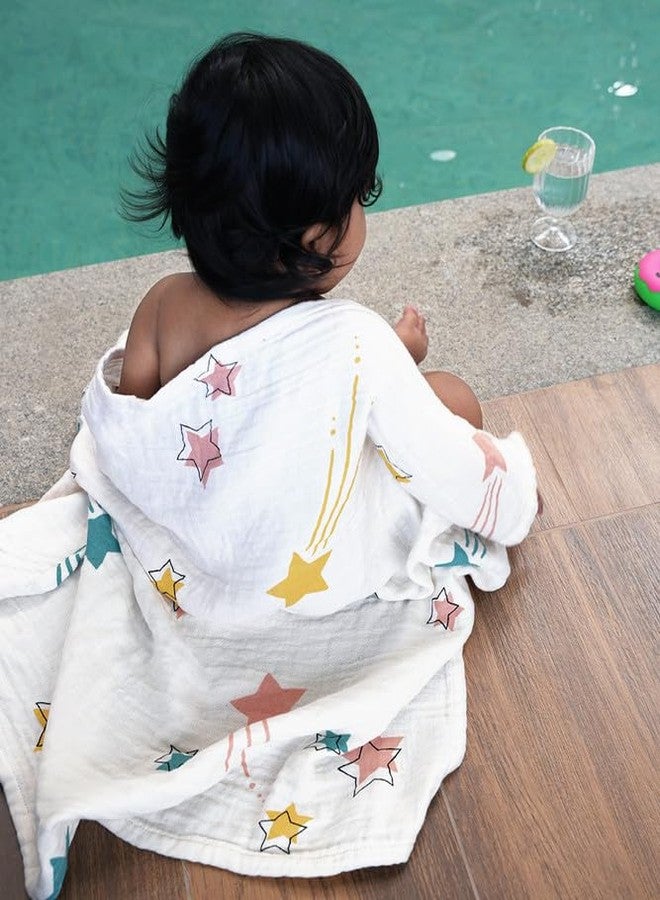 Doctor Towels Bamboo Baby Swaddle Wrap for New Born, Muslin Towels for Baby, 2 Free Reusable Washcloths Soft with 1 Baby Swaddle Newborn, Baby Bath Towel for 0 to 2 Years, Star