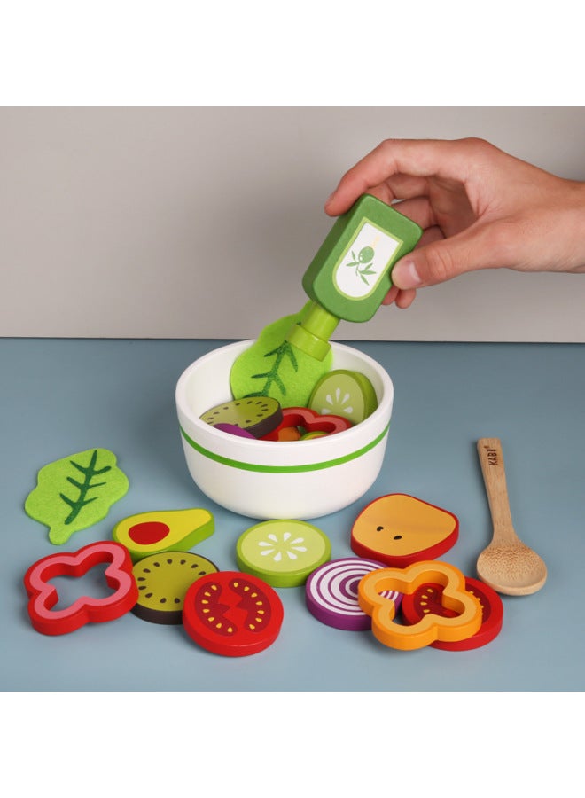 Children's House Simulation Food Wooden Wooden Fruit And Vegetable Salad Kindergarten Boys And Girls 2-3-6 Toys Wholesale-Color:Fruit And Vegetable Salad Toy - Image 5