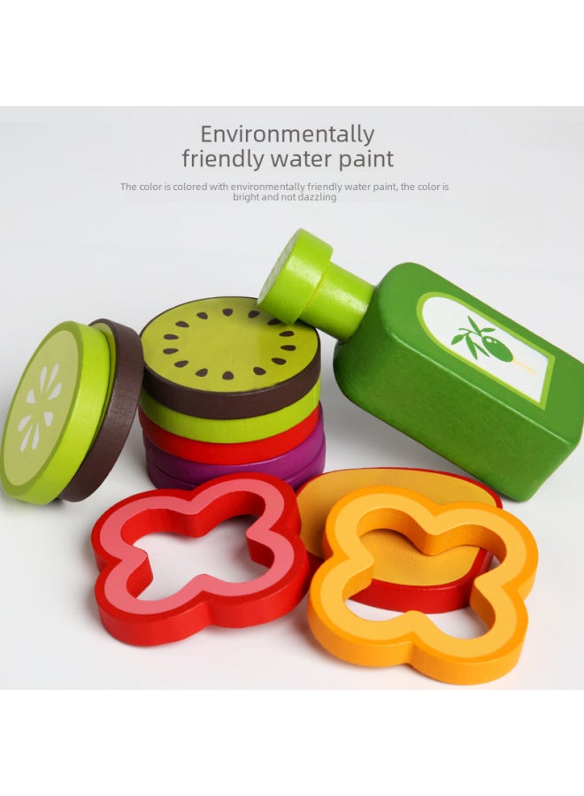 Children's House Simulation Food Wooden Wooden Fruit And Vegetable Salad Kindergarten Boys And Girls 2-3-6 Toys Wholesale-Color:Fruit And Vegetable Salad Toy - Image 4