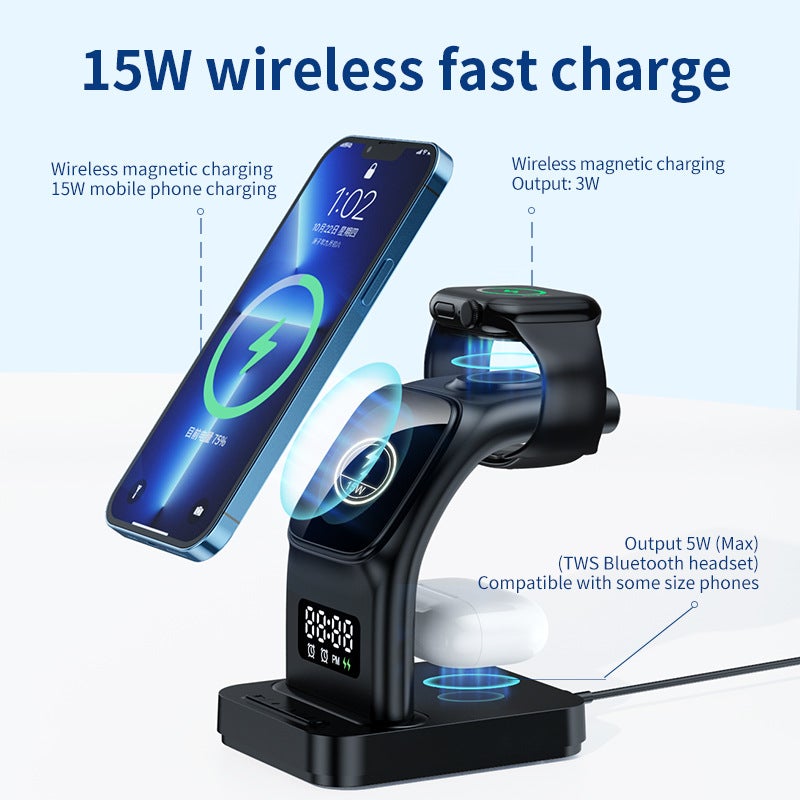 Five-In-One Mobile Phone Wireless Magnetic Clock Wireless Charger Watch Wireless Headset New Desktop Private - Image 5