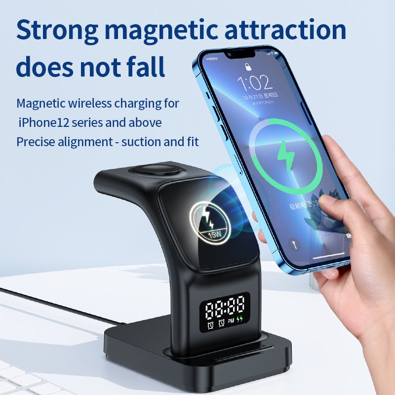 Five-In-One Mobile Phone Wireless Magnetic Clock Wireless Charger Watch Wireless Headset New Desktop Private - Image 3