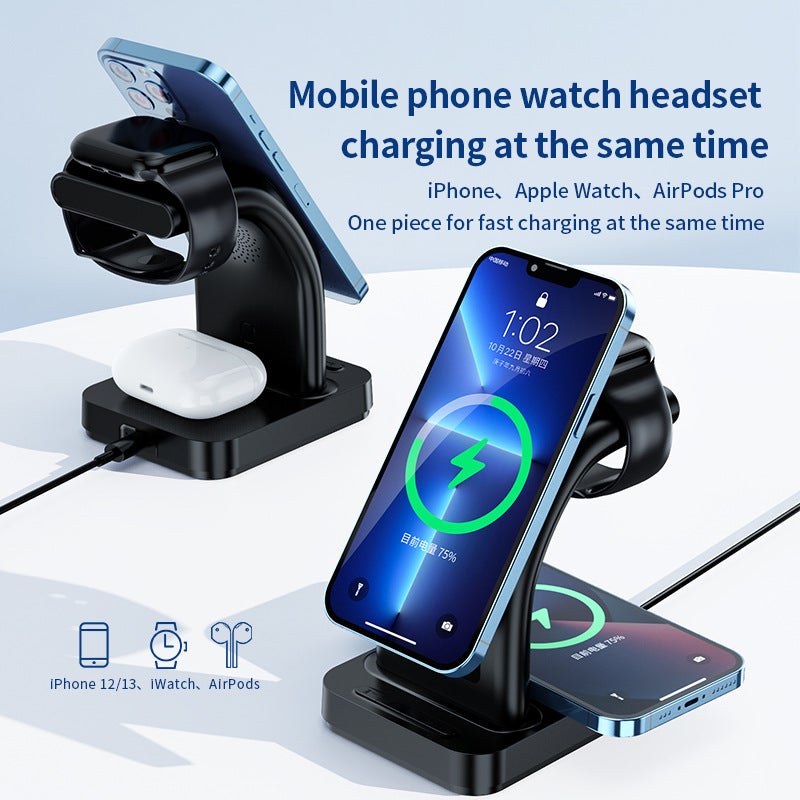 Five-In-One Mobile Phone Wireless Magnetic Clock Wireless Charger Watch Wireless Headset New Desktop Private - Image 4