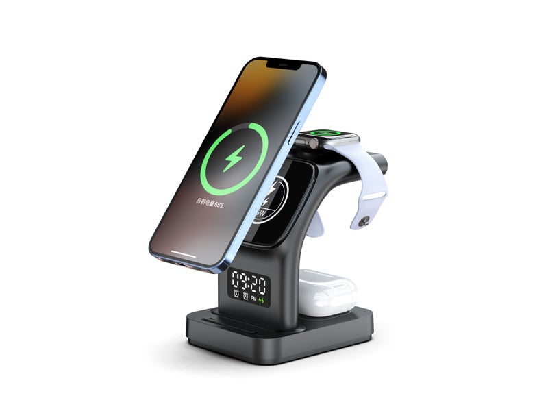 Five-In-One Mobile Phone Wireless Magnetic Clock Wireless Charger Watch Wireless Headset New Desktop Private - Image 1