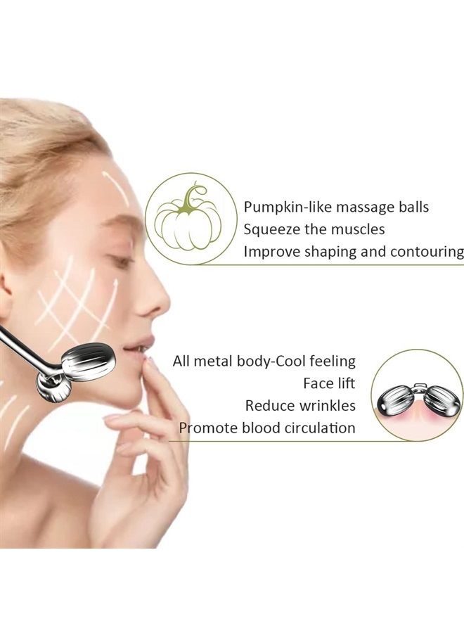 Yeamon Face Massager, Metal Face Roller Gua Sha Massage Tool for Face Neck Eye Body Skin Care, Facial Roller for Women - Image 2