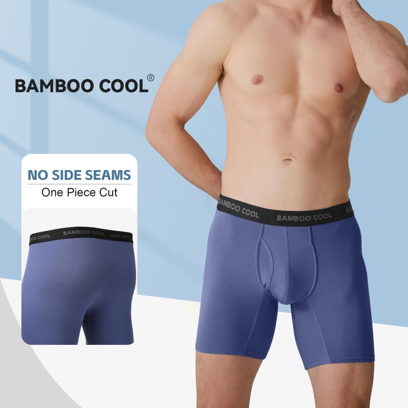 BAMBOO COOL Men's Ultra ComfortSoft Underwear, Moisture Wicking & Breathable No Ride Up Boxer Briefs with Fly, Multipack - Image 2