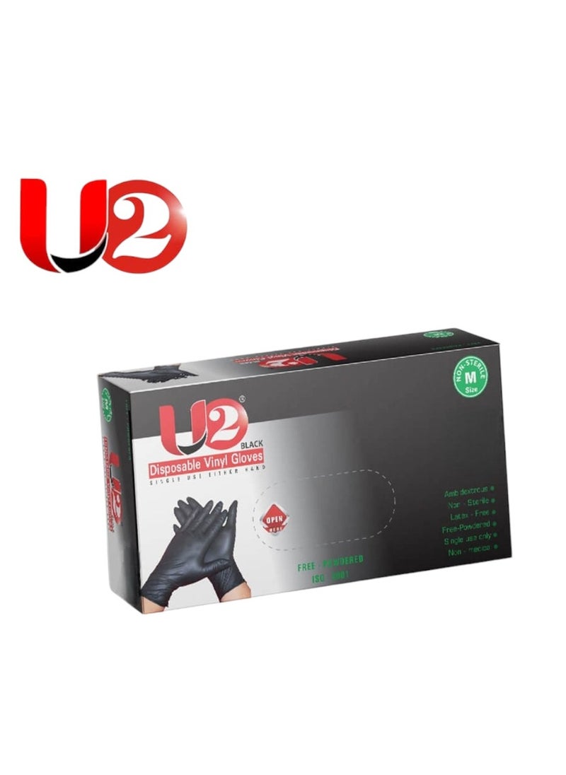 U2 Single-use, powder-free, non-sterile, food-safe vinyl gloves for a 100-piece packaging medium 