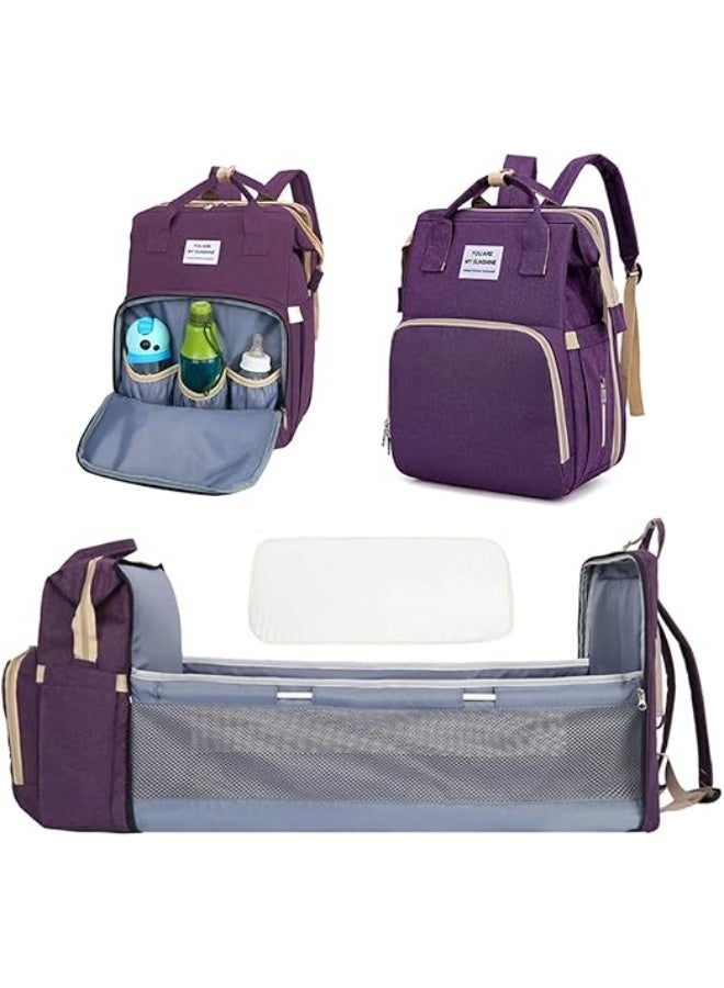 شنطة حفاضات للأطفال من الجنسين بتصميم حديث مع سرير، عبوة من قطعة واحدة - Image 1