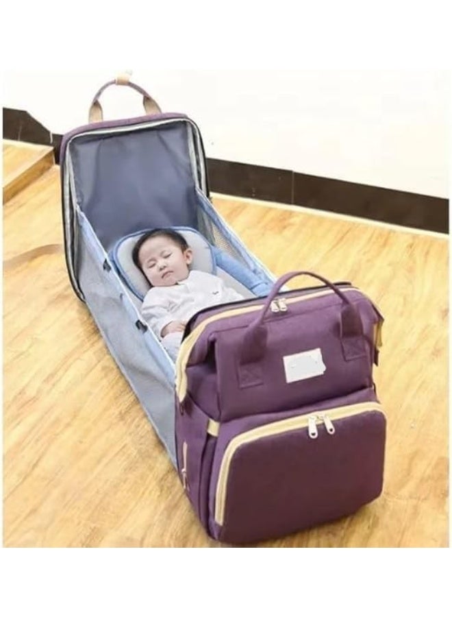 شنطة حفاضات للأطفال من الجنسين بتصميم حديث مع سرير، عبوة من قطعة واحدة - Image 2