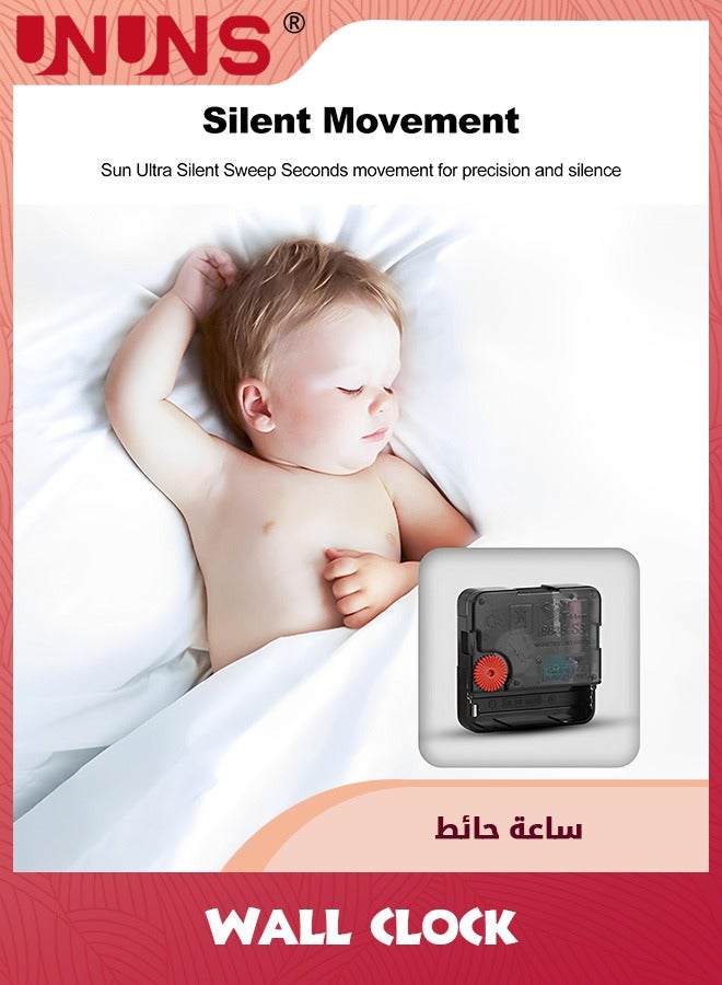 UNUNS 12inch(30cm) Glass Wall Clock,Starry Wall Clock,Battery Operated Silent Wall Decor For Home,Kitchen,Living Room,Office,Bedroom,Or Bathroom - Image 5