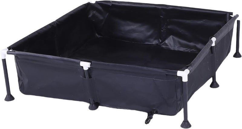 Eacam Compact Small Deep Pool PVC 37.4x37.4x7.9 Inch Above Ground Swimming Pool Kid Friendly Fun Pet Bath, Black - Image 2