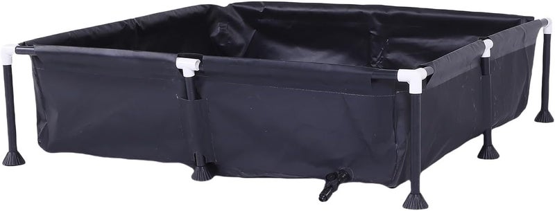 Eacam Compact Small Deep Pool PVC 37.4x37.4x7.9 Inch Above Ground Swimming Pool Kid Friendly Fun Pet Bath, Black - Image 3