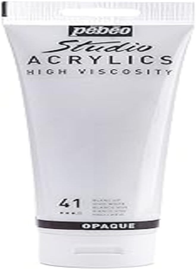 Pebeo - PEBEO 169041 250 ml Tubes Studio Acrylics High Viscosity, Fine Acrylic, - Vivid White - Image 1