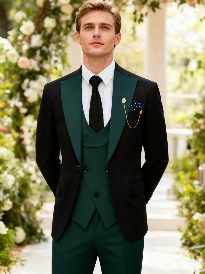 Wangyue Green Tuxedo for Men 3 Piece Prom Tuxedos Suit for Men Tuxedo Suits Set Regular Fit Double Breasted Suit Mens 2026 Wedding Groom Tux Blazer Vest Pants M - Image 2