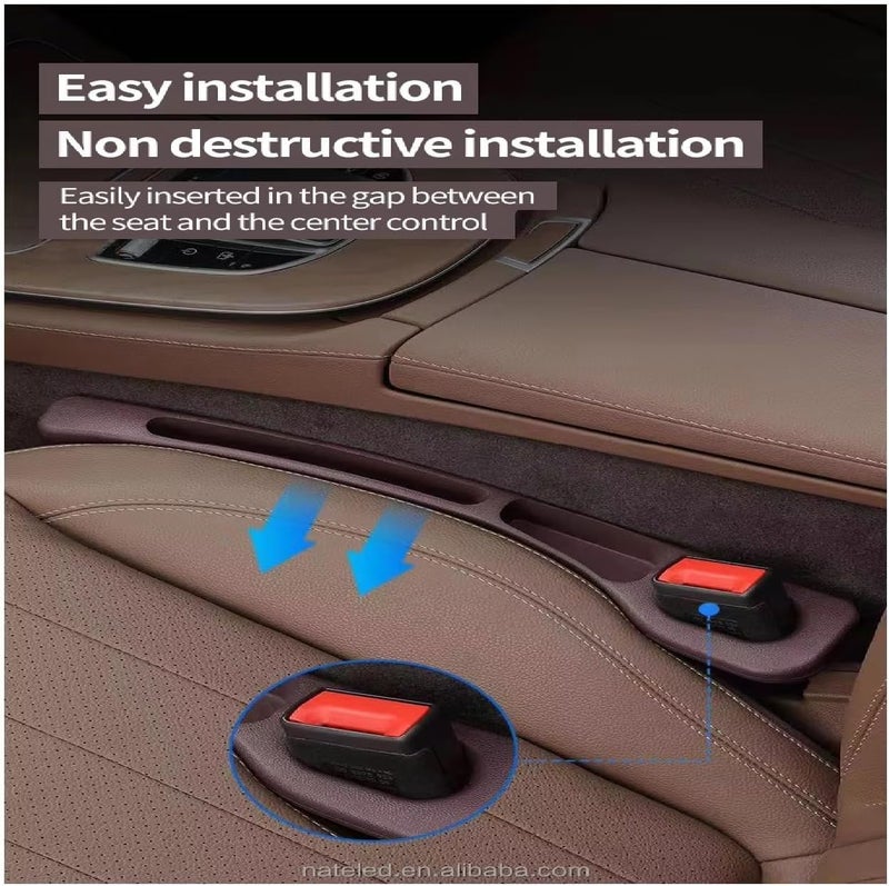 Car Seat Gap Organizer with Storage Slots and Phone Holder – 2 Pack Car Seat Gap Organizer and Prevent Falling (Maroon) - Image 1