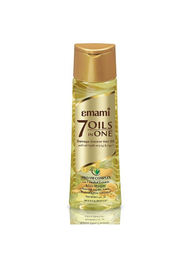 emami 7 Oils in One Damage Control Hair Oil | With Pro VM Complex | 7 Herbal extracts and oils | Reduce Hair Fall Upto 96% | Makes Hair Upto 20X Stronger | Non Sticky Hair Oil | 200ml (Pack Of 1) - Image 1