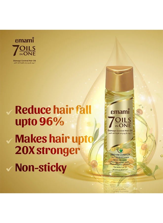 emami 7 Oils in One Damage Control Hair Oil | With Pro VM Complex | 7 Herbal extracts and oils | Reduce Hair Fall Upto 96% | Makes Hair Upto 20X Stronger | Non Sticky Hair Oil | 200ml (Pack Of 1) - Image 3