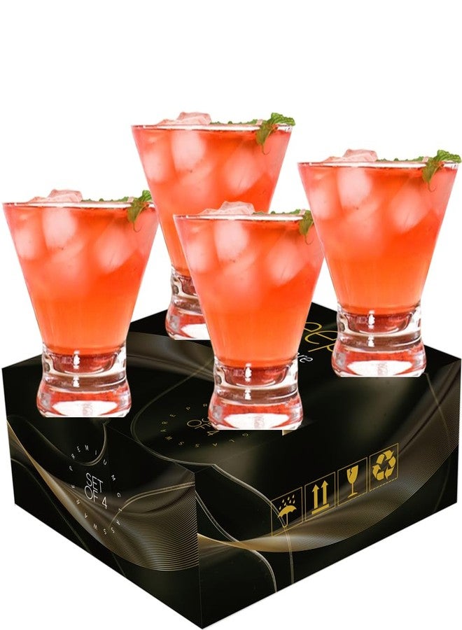 طقم كؤوس مارتيني بدون ساق من وايبت، 4 قطع، سعة 8 أونصات، بقاعدة سميكة، مثالية للمشروبات مثل مارغريتا، مانهاتن، وكوزموبوليتان، وللحفلات، وأعياد الميلاد، وهدية مثالية للمنزل الجديد، مصنوعة من الكريستال الشفاف. - Image 1