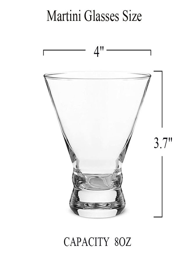 طقم كؤوس مارتيني بدون ساق من وايبت، 4 قطع، سعة 8 أونصات، بقاعدة سميكة، مثالية للمشروبات مثل مارغريتا، مانهاتن، وكوزموبوليتان، وللحفلات، وأعياد الميلاد، وهدية مثالية للمنزل الجديد، مصنوعة من الكريستال الشفاف. - Image 3