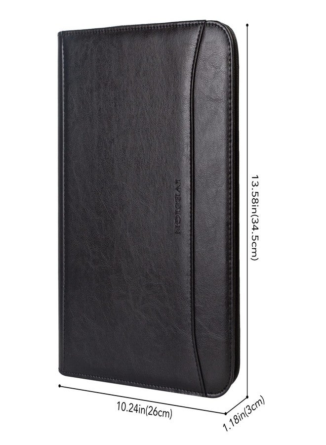 IVESIGN Zippered Padfolio for Women & Men Resume Portfolio Folder Vegan Leather Salesman Business Organizer Planner,with Writing Pad Interior 10.1 Inch Tablet Sleeve Black - Image 2