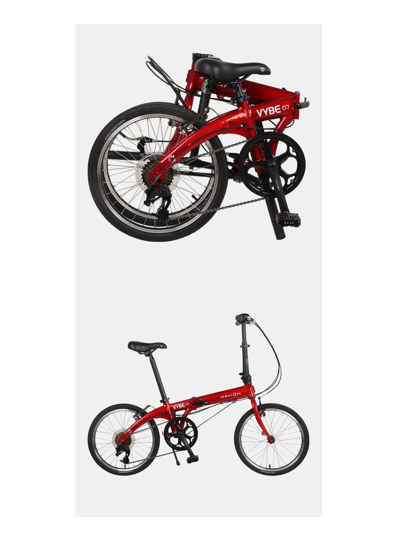 Dahon Vybe D7 Folding Bike | 20 Inch Wheel Size | 7 Speed | Red Color - Image 1