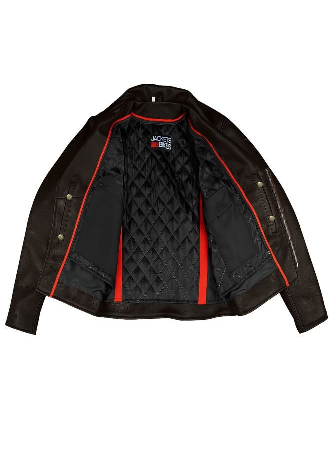 Jackets 4 Bikes Men ICONIC Motorcycle Premium Natural Buffalo Leather Side Lace Conceal Carry Pockets Street Cruiser Brown XXL - Image 3