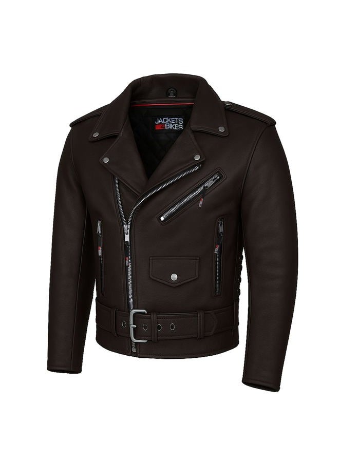 Jackets 4 Bikes Men ICONIC Motorcycle Premium Natural Buffalo Leather Side Lace Conceal Carry Pockets Street Cruiser Brown XXL - Image 1