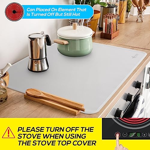 FLASLD Silicone Electric Stove Top Cover, Glass Stove Top Protector for Ceramics, Silicone Dish Drying Mat, Multipurpose Mat, White-20×24 inch - Image 3