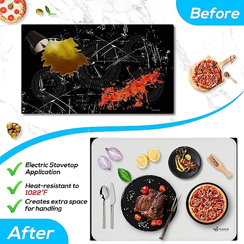 FLASLD Silicone Electric Stove Top Cover, Glass Stove Top Protector for Ceramics, Silicone Dish Drying Mat, Multipurpose Mat, White-20×24 inch - Image 2