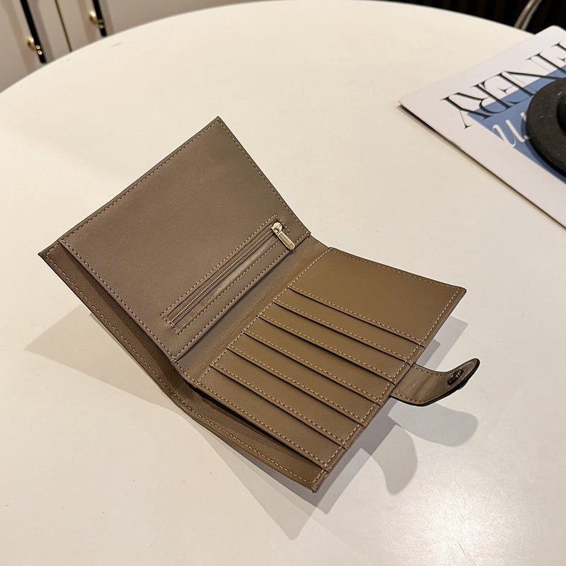 Multifunctional Solid Color PU Leather Wallet, RFID Blocking Design Portable Daily Storage Purse for Cards Cash Coin Business Use - Image 3