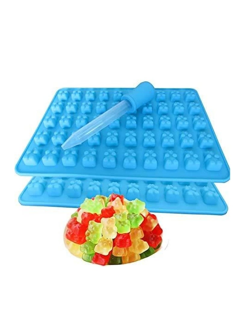 2 Pack 50 Cavity Silicone Gummy Bear Candy Chocolate Mould With a Dropper Making ,Gift For Your Kids - Image 1