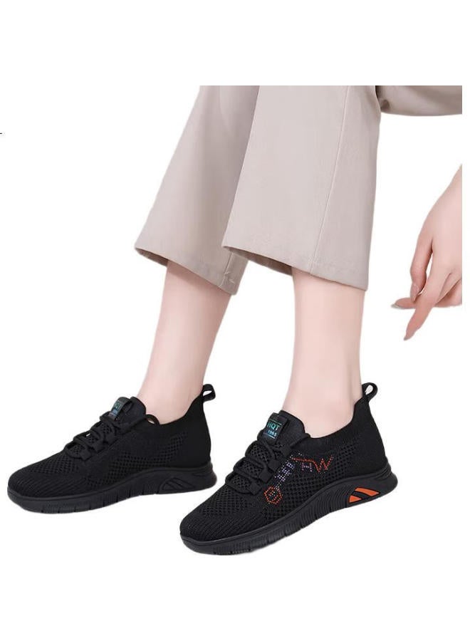Red Dragonfly Mom Shoes Flying Woven Breathable Middle-Aged And Elderly Women'S Sports Shoes Women'S Mesh Casual Shoes All-Match Wxb150291 Black Size 38 - Image 3