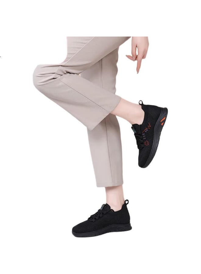 Red Dragonfly Mom Shoes Flying Woven Breathable Middle-Aged And Elderly Women'S Sports Shoes Women'S Mesh Casual Shoes All-Match Wxb150291 Black Size 38 - Image 1