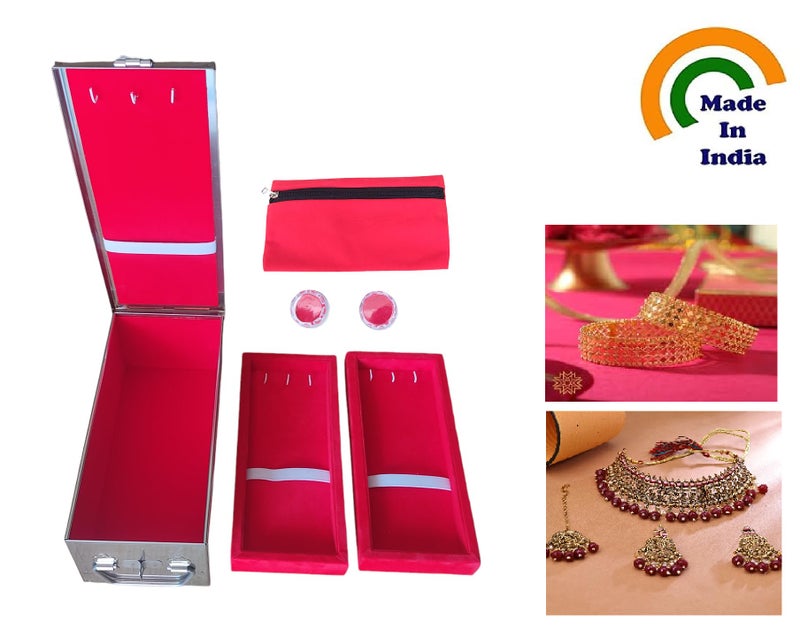 GvanyS® Stainless Steel Safe Bank Locker Jewellery Ornaments Storage And Cash Container Box with Cushion - with Red Velvet Lining Size-10.2 Inch - Image 2