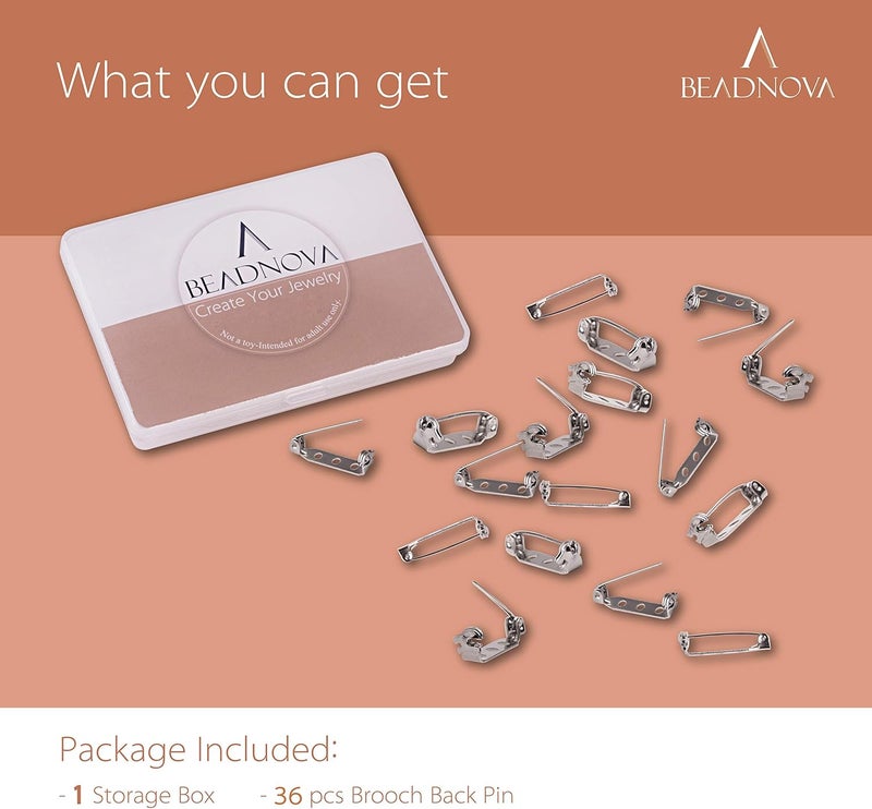 BEADNOVA Brooch Pin Backs Bar Pin Back Clasp Silver Tone Brooch Pinbacks with Safety Locking for Craft Name Badge 36pcs - Image 4