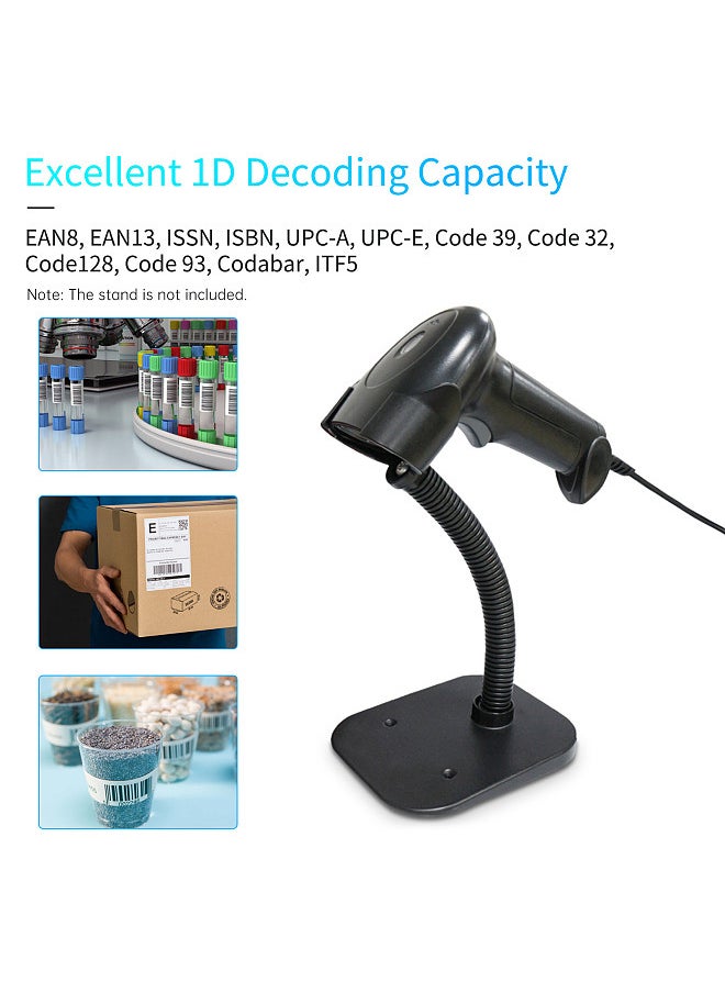Bisofice - USB Barcode Scanner 1D Handheld Wired Bar Code Reader Support Paper Code Compatible with Windows Android Linux System for Supermarket Library Book Shop Logistics Retail Warehouse - Image 1