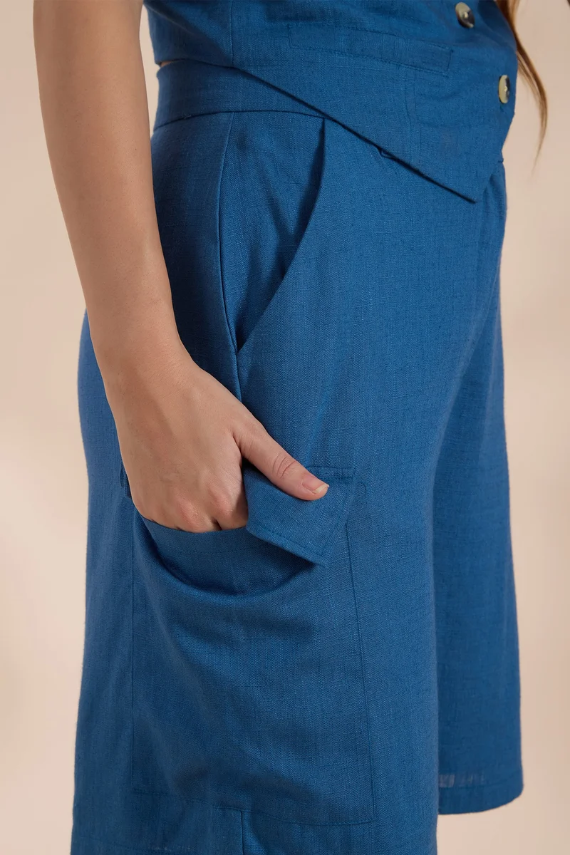 Virgio Virgio Rihanna Shorts Linen+ Blue Bermuda Shorts