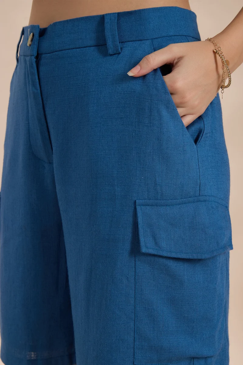 Virgio Virgio Rihanna Shorts Linen+ Blue Bermuda Shorts