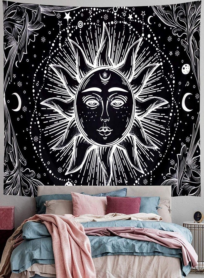NOKHWAL Tapestry Wall Hanging Moon Sun Tarot Tapestry Handmade Printed Design Cotton Wall Hanging Tapestry Wall Décor Tapestry Poster (A, 84x54 Inches) - Image 1