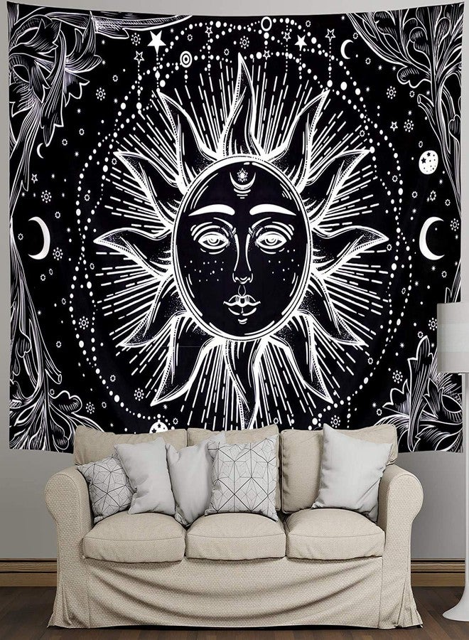 NOKHWAL Tapestry Wall Hanging Moon Sun Tarot Tapestry Handmade Printed Design Cotton Wall Hanging Tapestry Wall Décor Tapestry Poster (A, 84x54 Inches) - Image 3