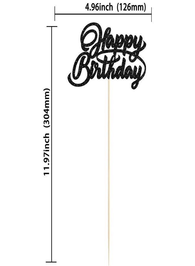 Ephlyn 12Pcs Happy Birthday Centerpiece Sticks Birthday Party Decorations Double Sided Glitter Table Toppers Decorations for Baby Shower Anniversary Party Decors Favors Black - Image 2
