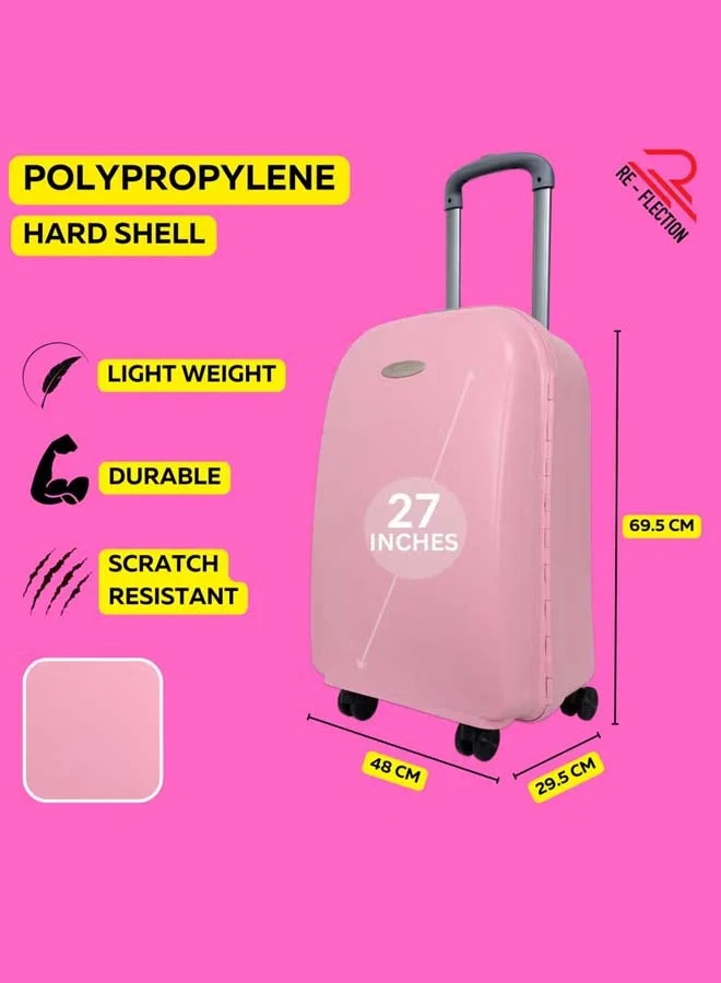 Reflection REFLECTION Hard Luggage, Trolley Bag with PP Plastic Body with Soft 3 Level Adjustable Handle, Pink, 69 cm
