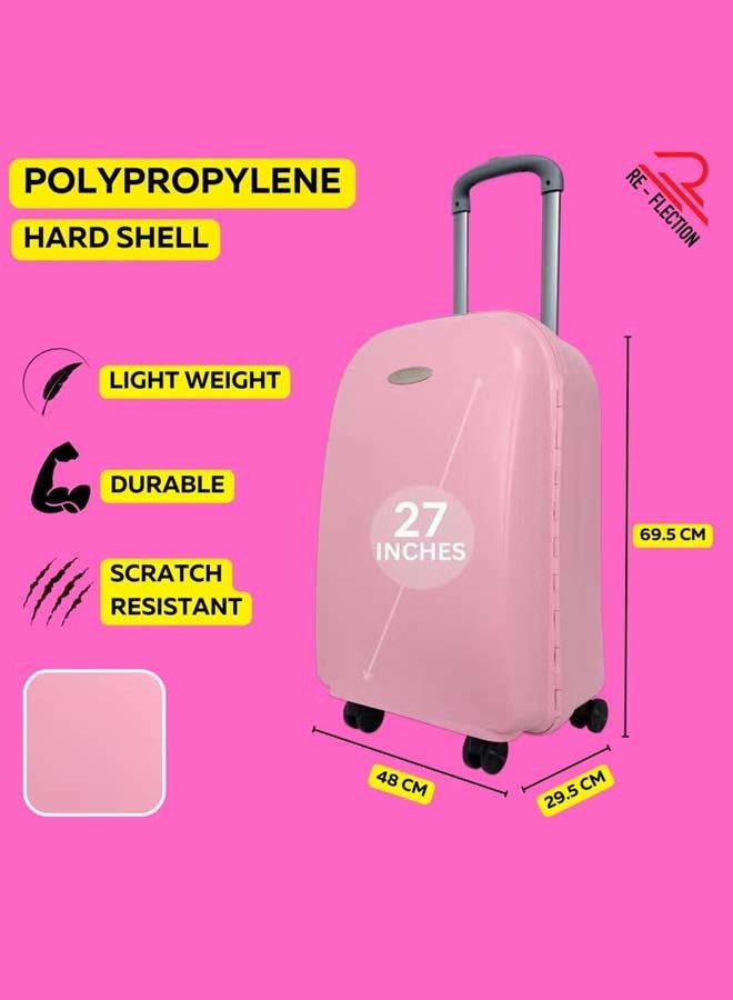 REFLECTION Hard Luggage, Trolley Bag with PP Plastic Body with Soft 3 Level Adjustable Handle, Pink, 69 cm - Image 3