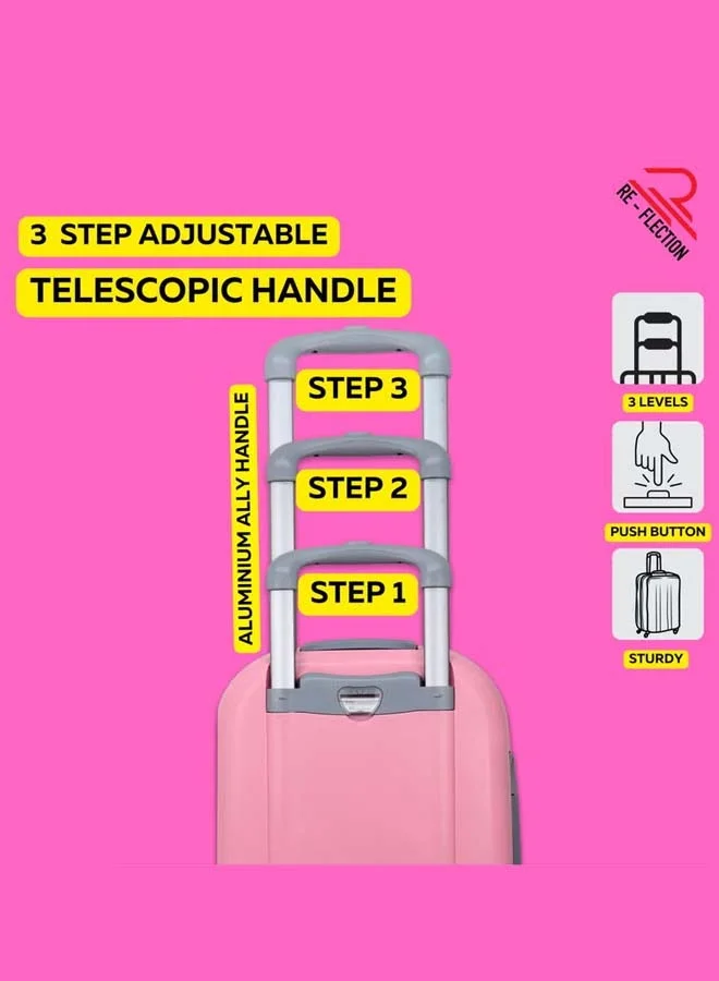 Reflection REFLECTION Hard Luggage, Trolley Bag with PP Plastic Body with Soft 3 Level Adjustable Handle, Pink, 69 cm