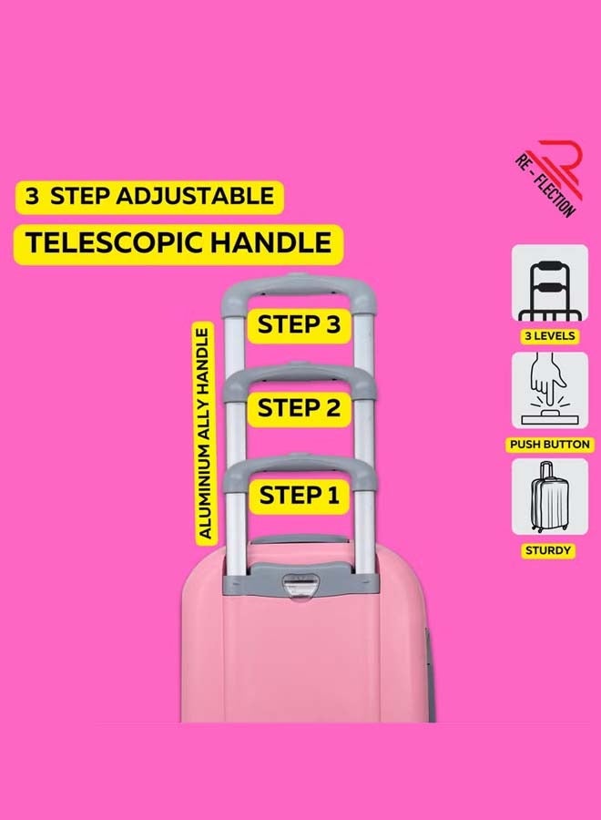 REFLECTION Hard Luggage, Trolley Bag with PP Plastic Body with Soft 3 Level Adjustable Handle, Pink, 69 cm - Image 4