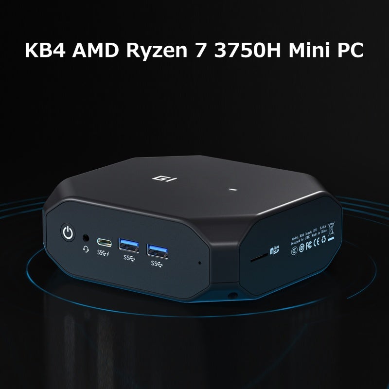 كمبيوتر محمول صغير أسود: AMD Ryzen 7 3750H بأربعة نوى وثمانية خيوط (بحد أقصى 4.0 جيجاهرتز) - رسومات رadeon Vega 10 كمبيوتر محمول صغير مع شاشة ثلاثية الشاشات للعمل من المنزل والترفيه والألعاب - Image 5