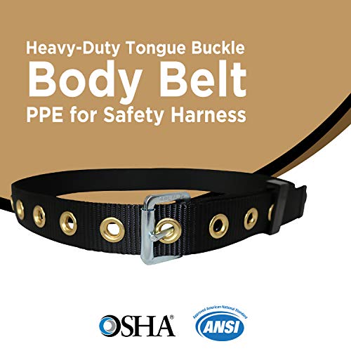 AFP Tongue Buckle Body Belt, Heavy-Duty Tool Belt for Pouches, Work Belt, PPE for Safety Harness, Work Positioning, Construction, Fall-Protection, Carpenters (OSHA/ANSI rated) 1.75’’W, Black (Large) - Image 2