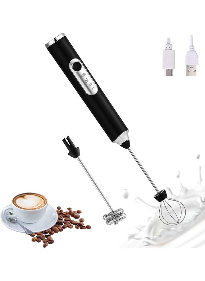 Arabest Rechargeable Electric Foam Maker, Milk Frother Handheld Foam Maker, Drink Mixer with Stainless Whisks 3 Speed Adjustable Foam Maker Blender for Bulletproof Coffee, Cappuccino (Black)  - Image 1