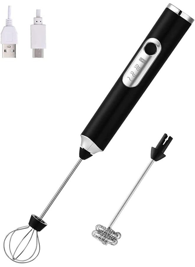 Arabest Rechargeable Electric Foam Maker, Milk Frother Handheld Foam Maker, Drink Mixer with Stainless Whisks 3 Speed Adjustable Foam Maker Blender for Bulletproof Coffee, Cappuccino (Black)  - Image 2